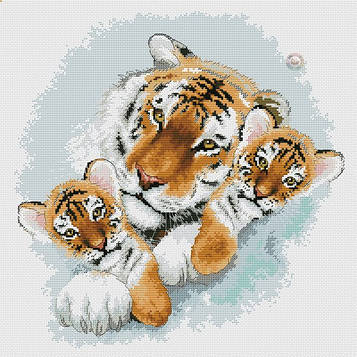 Tigress and cubs  Cross Stitch Pattern (PDF + XSD)