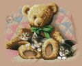 Teddy bear and kittens Cross Stitch Pattern (PDF + XSD)
