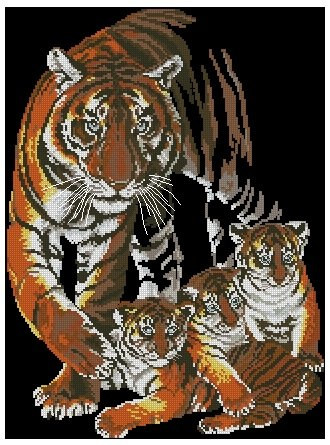 Tigress and cubs Cross Stitch Pattern (PDF + XSD)