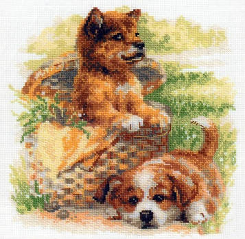 Puppies Cross Stitch Pattern (PDF + XSD)