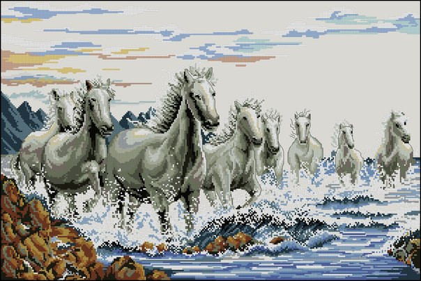 Horses Cross Stitch Pattern (PDF + XSD)