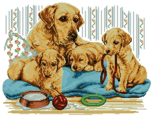 A family of dogs Cross Stitch Pattern (PDF + XSD)