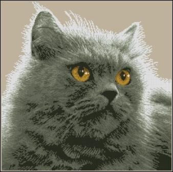 Gray cat Cross Stitch Pattern (PDF + XSD)