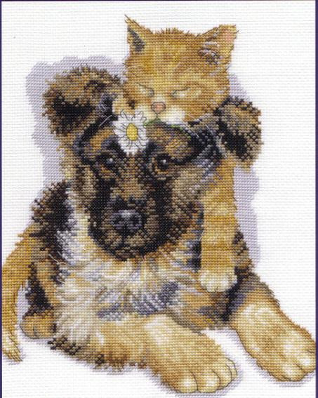 Puppy and kitten Cross Stitch Pattern (PDF + XSD)