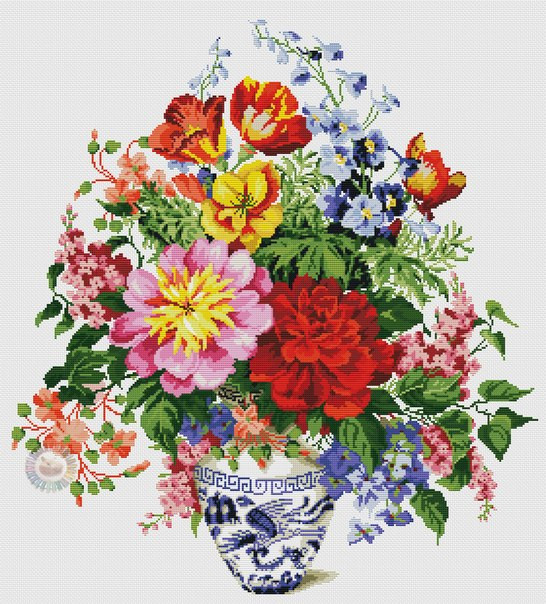 Peonies Cross Stitch Pattern (PDF + XSD)