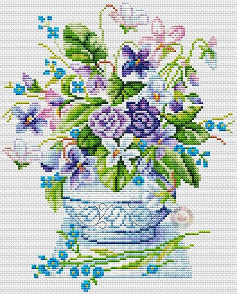 Flowers in a Vase Cross Stitch Pattern (PDF + XSD)