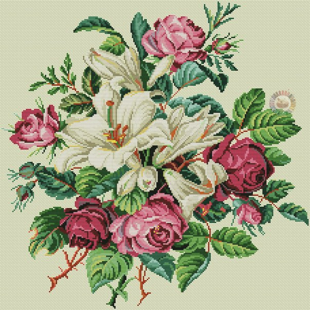 Blooming Peonies Cross Stitch Pattern (PDF + XSD)