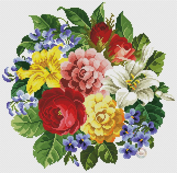Colorful Bouquet Cross Stitch Pattern (PDF + XSD)