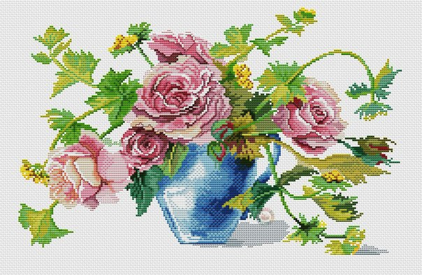 Pink Peonies Cross Stitch Pattern (PDF + XSD)