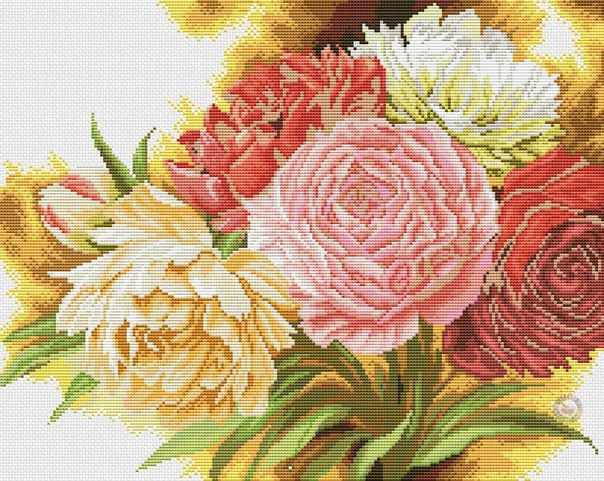 Lush Peonies Cross Stitch Pattern (PDF + XSD)