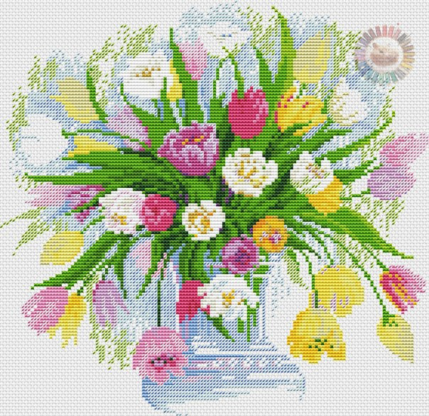 Tulips Cross Stitch Pattern (PDF + XSD)