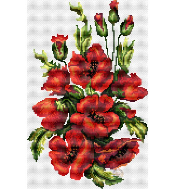 Poppy Field Cross Stitch Pattern (PDF + XSD)
