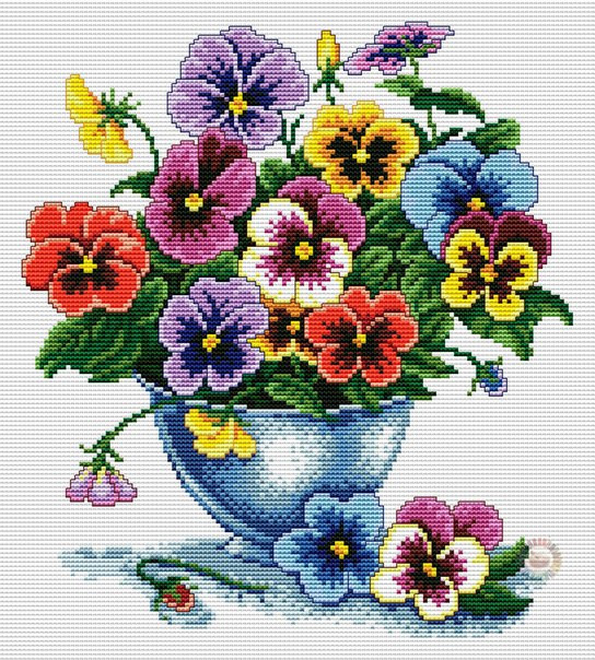 Pansies Cross Stitch Pattern (PDF + XSD)