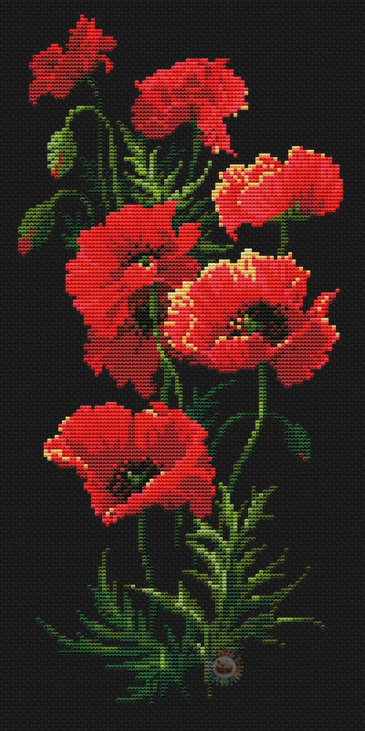 Meadow Poppies Cross Stitch Pattern (PDF + XSD)
