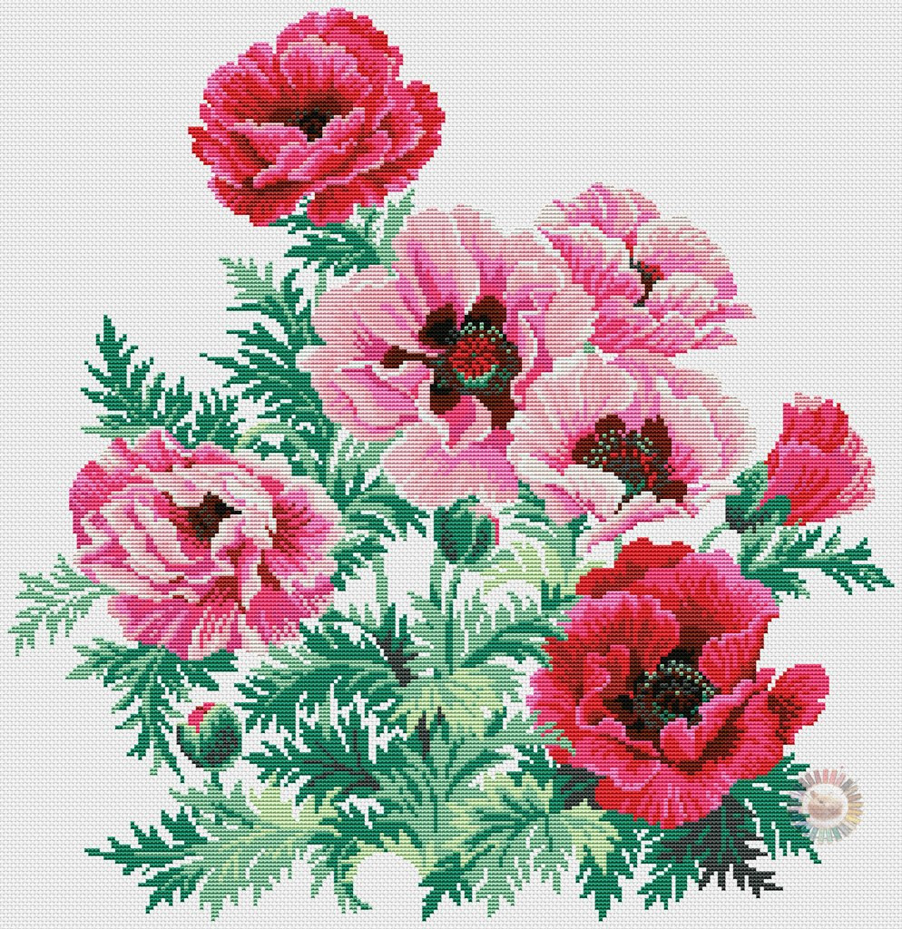 Dancing Poppies Cross Stitch Pattern (PDF + XSD)
