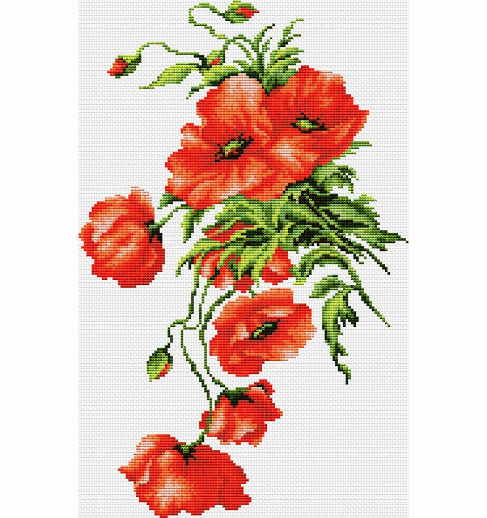 Scarlet Poppies Cross Stitch Pattern (PDF + XSD)