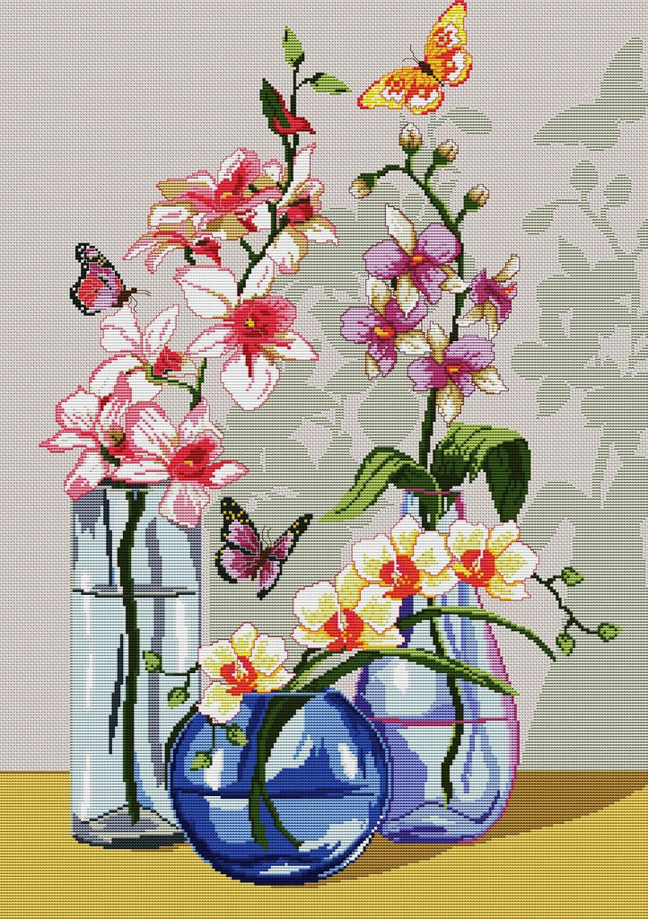 Exotic Orchids Cross Stitch Pattern (PDF + XSD)