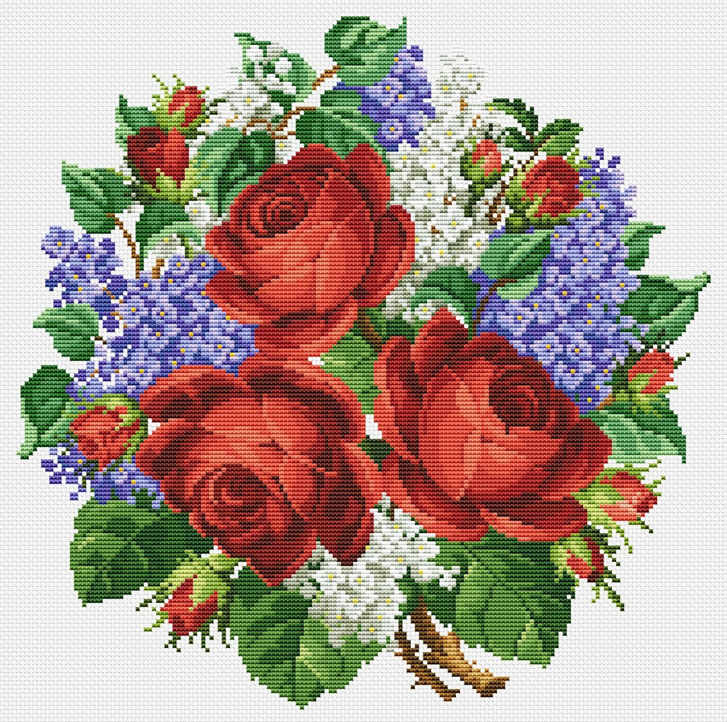 Lush Roses Cross Stitch Pattern (PDF + XSD)