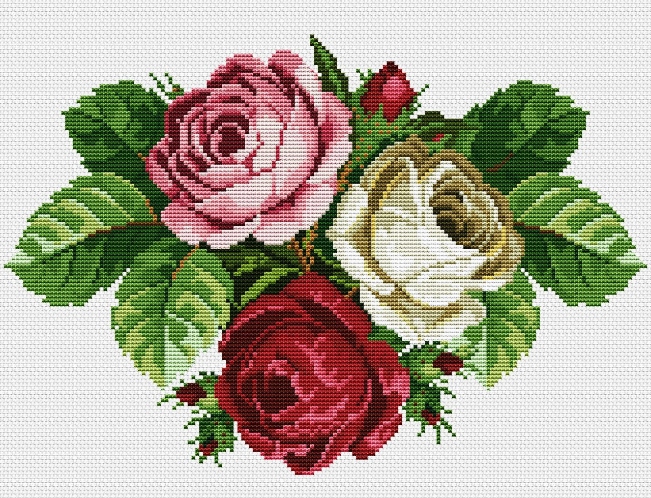 Blooming Roses Cross Stitch Pattern (PDF + XSD)