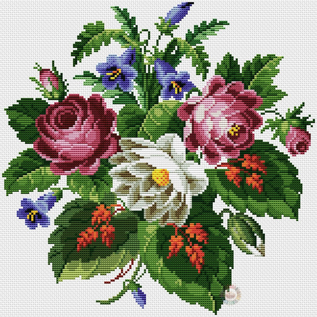 Roses Medallion Cross Stitch Pattern (PDF + XSD)