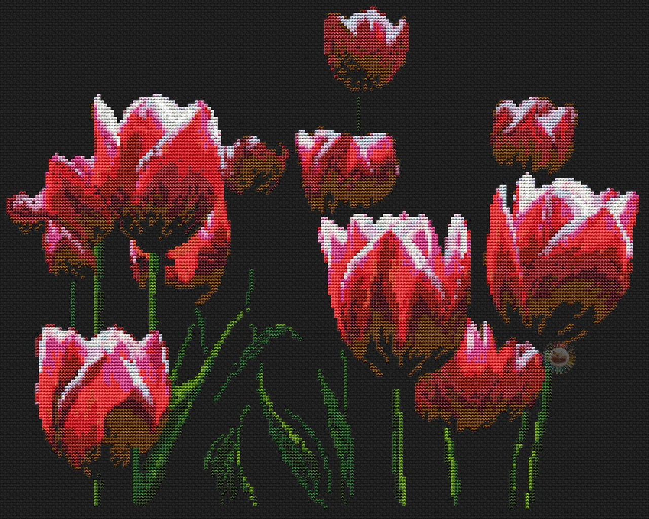 Spring Tulips Cross Stitch Pattern (PDF + XSD)