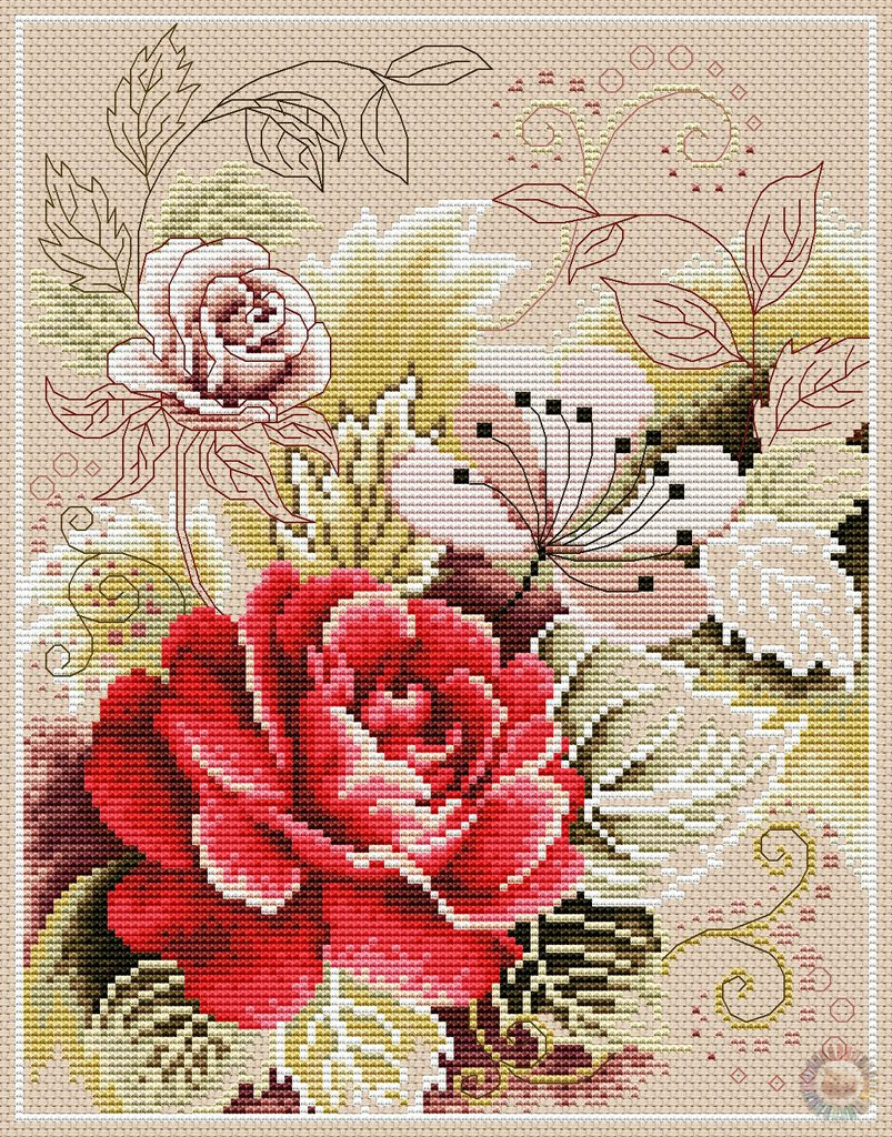 Vintage Roses Cross Stitch Pattern (PDF + XSD)
