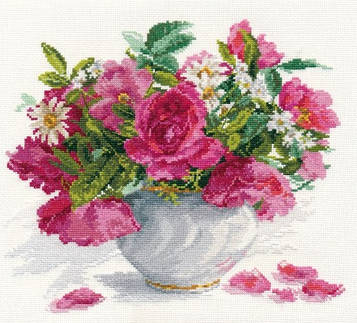 Roses and daisies Cross Stitch Pattern (PDF + XSD)