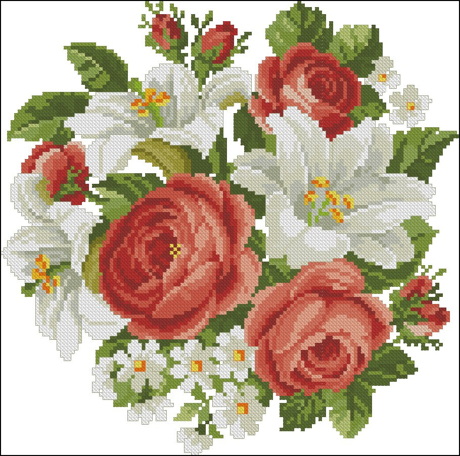 Roses Vintage Embroidery Cross Stitch Pattern (PDF + XSD)