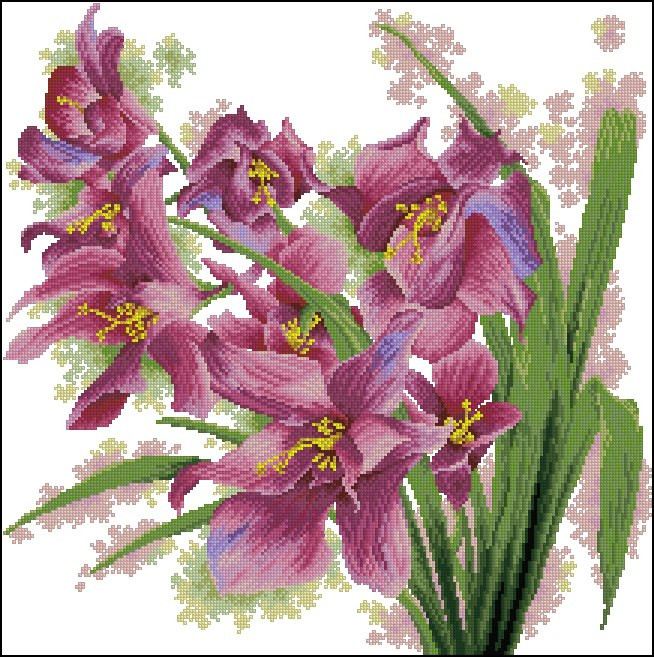 Orchid Bloom Cross Stitch Pattern (PDF + XSD)