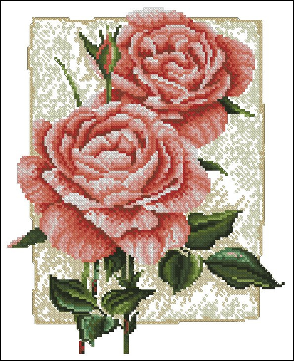 Morning Roses Cross Stitch Pattern (PDF + XSD)