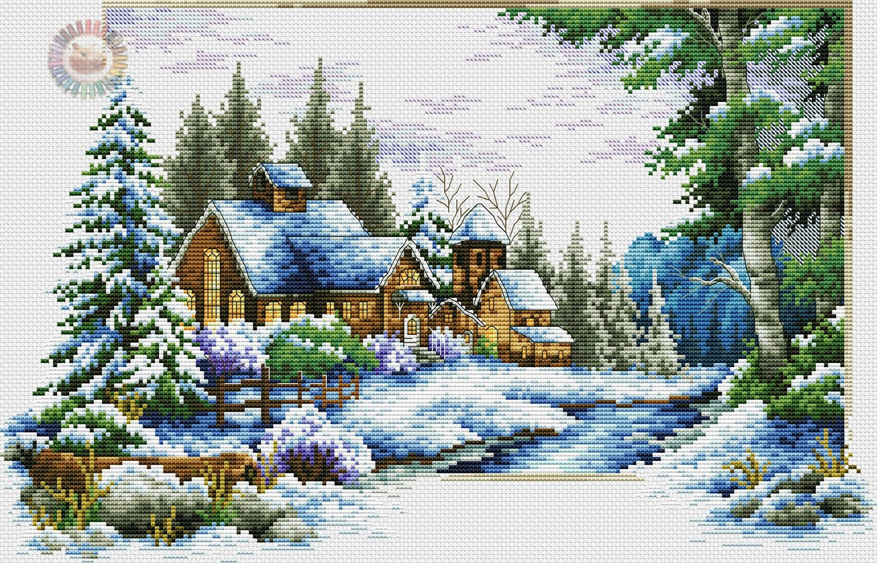 Winter Landscape Cross Stitch Pattern (PDF + XSD)