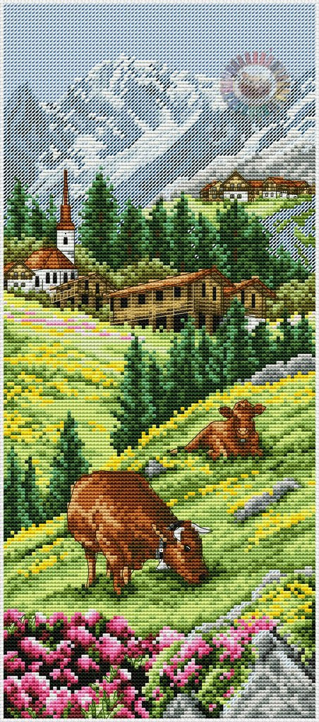 Alpine Landscape Cross Stitch Pattern (PDF + XSD)