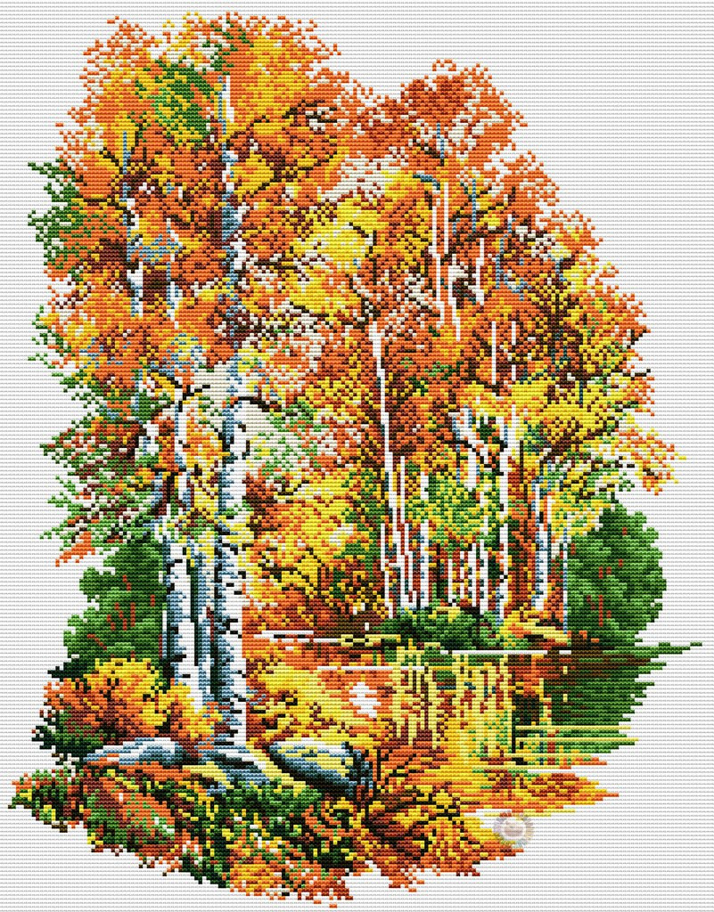 Golden Autumn Cross Stitch Pattern (PDF + XSD)