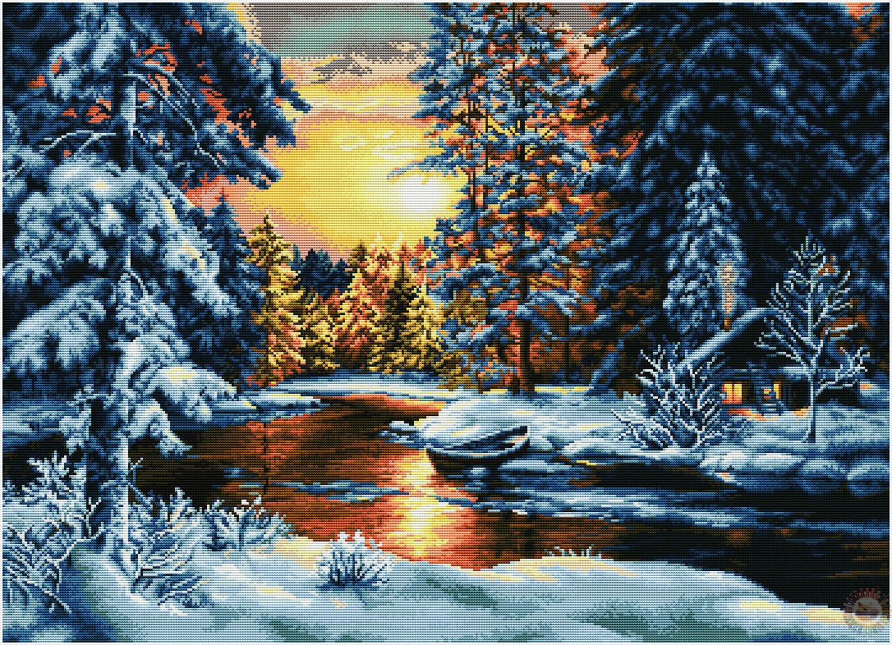 Winter Evening Cross Stitch Pattern (PDF + XSD)