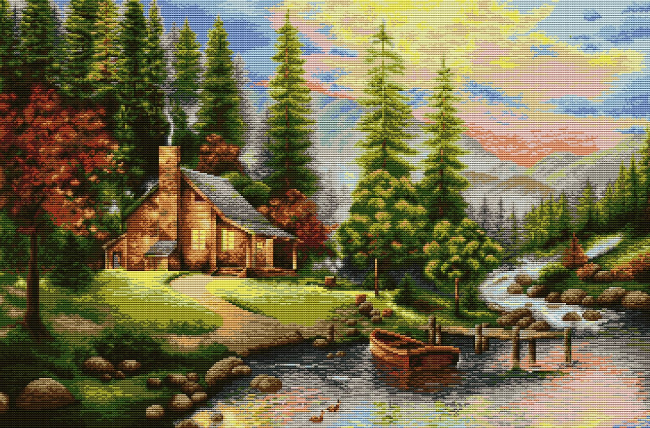 Mountain Landscape Cross Stitch Pattern (PDF + XSD)