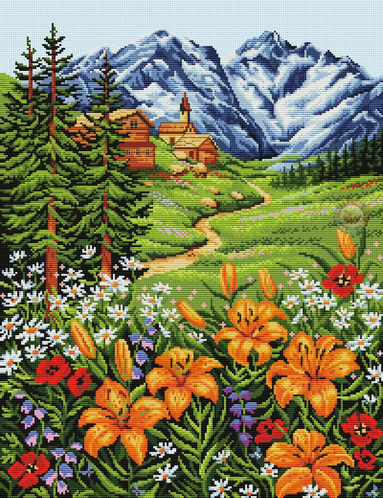 Alpine Meadow Cross Stitch Pattern (PDF + XSD)