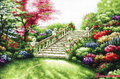 Blooming Garden Bridge Cross Stitch Pattern (PDF + XSD)