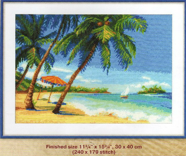 Azure Sea Shore Cross Stitch Pattern (PDF + XSD)