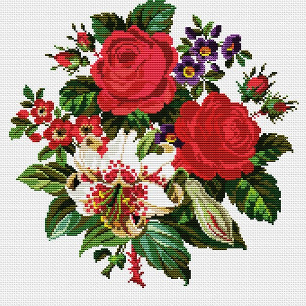 Romantic Roses Cross Stitch Pattern (PDF + XSD)