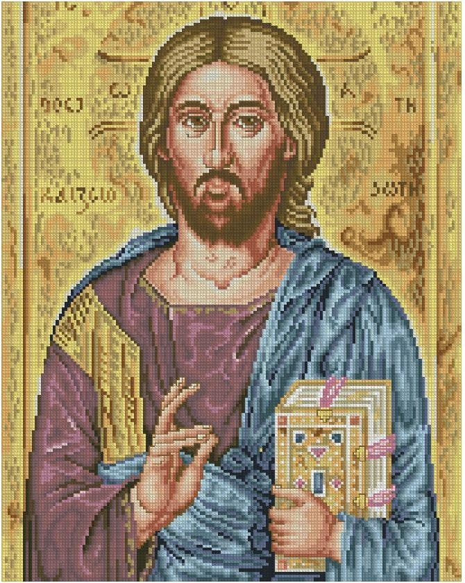 Icon of Jesus Christ Cross Stitch Pattern (PDF + XSD)