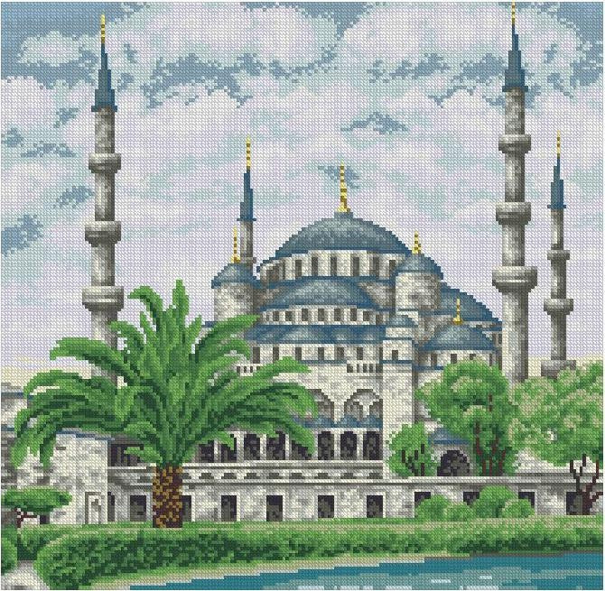 Blue Mosque Cross Stitch Pattern (PDF + XSD)