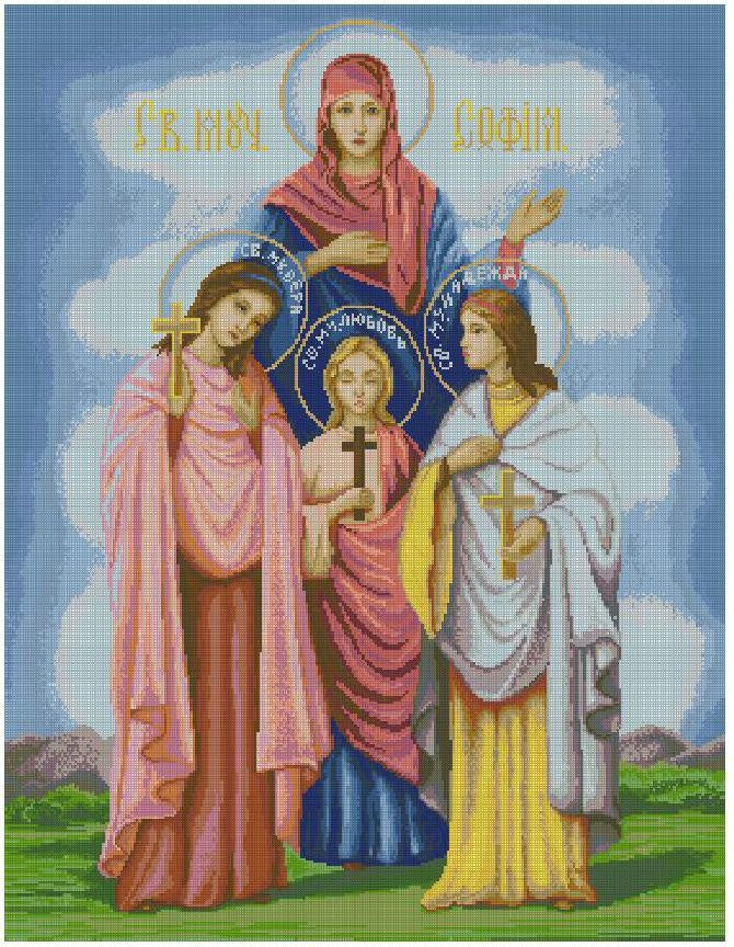 Icon Sophia, Faith, Hope and Love Cross Stitch Pattern (PDF + XSD)