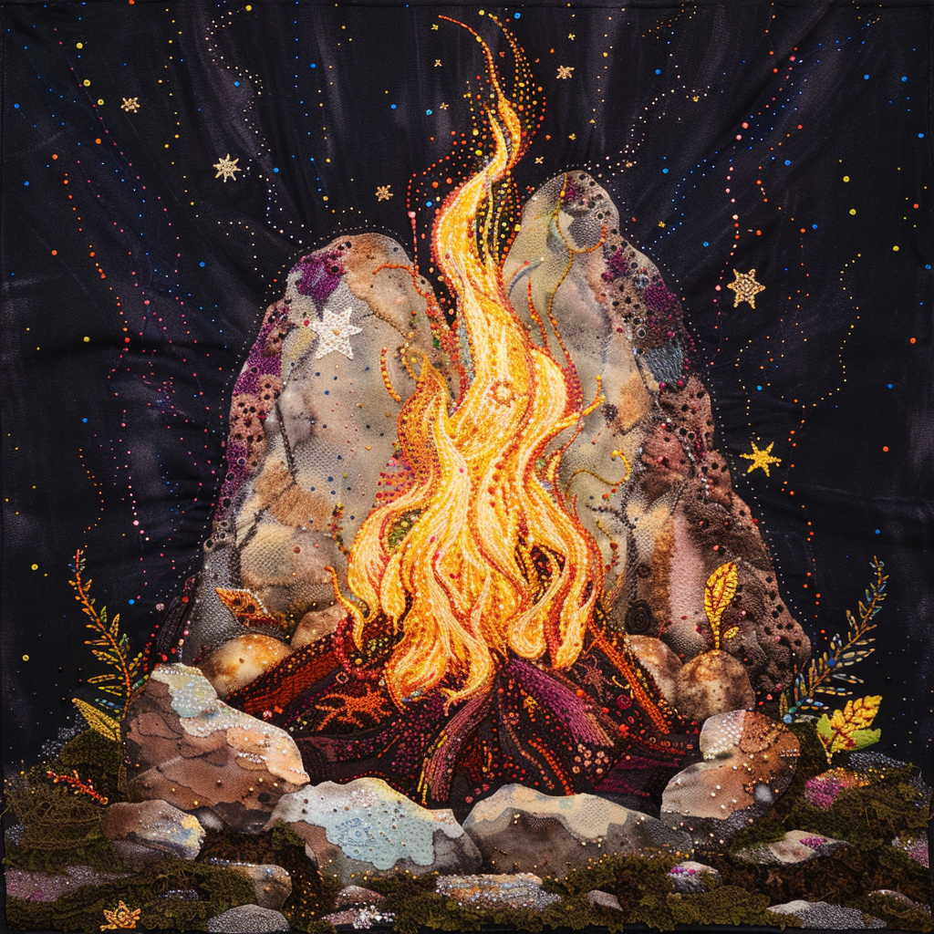 Evening Magic. Bonfire under the Rock Cross Stitch Pattern (PDF + XSD)