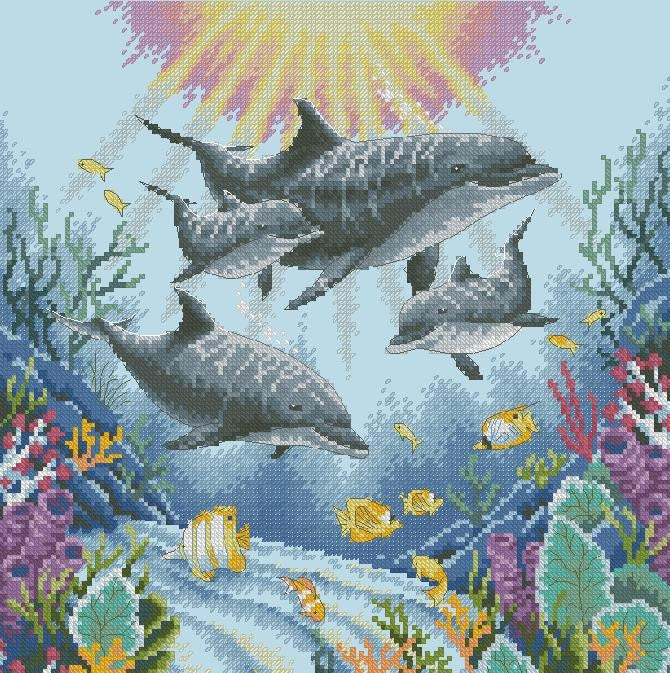 Dolphins Cross Stitch Pattern (PDF + XSD)