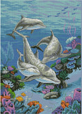Dolphins in the ocean Cross Stitch Pattern (PDF + XSD)
