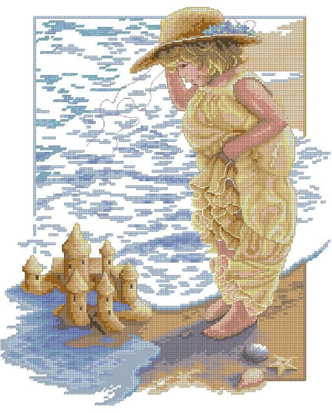 Sand castle Cross Stitch Pattern (PDF + XSD)