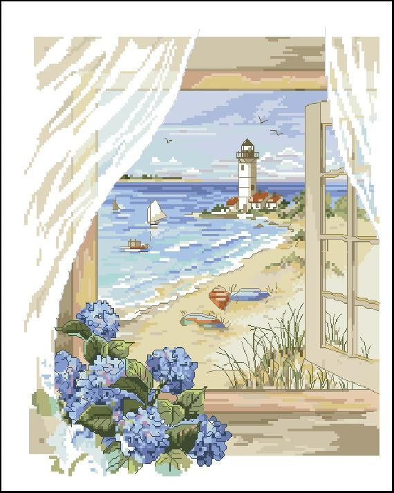 View of the shore Cross Stitch Pattern (PDF + XSD)
