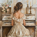 Pastel Masterpieces. Girl at the Piano Cross Stitch Pattern (PDF + XSD)