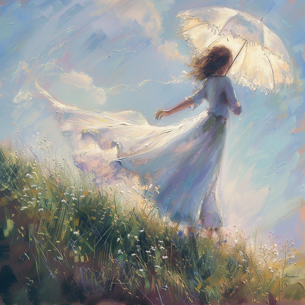Pastel Masterpieces. Lady with an Umbrella Cross Stitch Pattern (PDF + XSD)