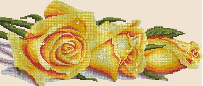 Yellow Roses Cross Stitch Pattern (PDF + XSD)